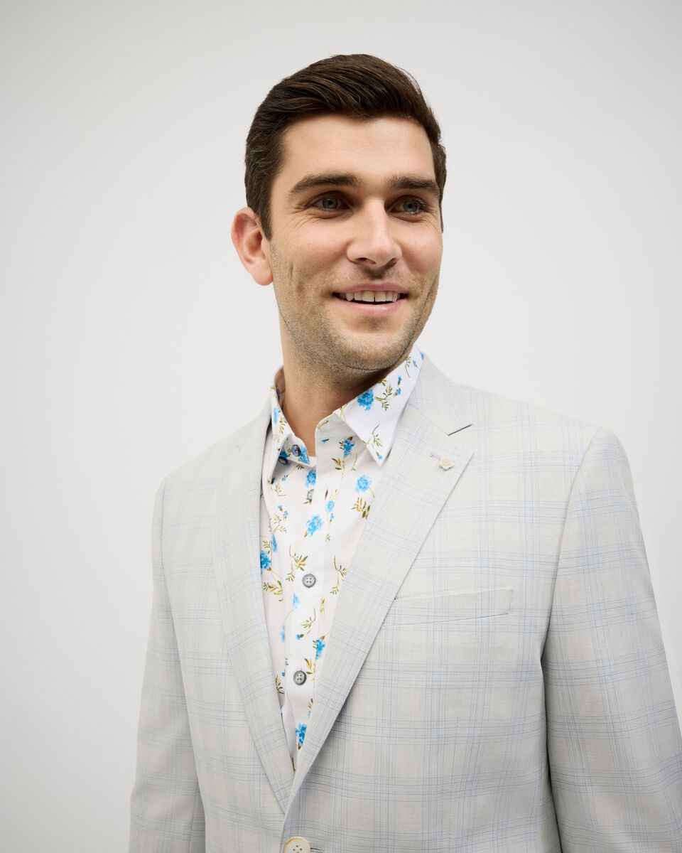 Prince of Wales Check Tailored Jacket, Grey Check, hi-res